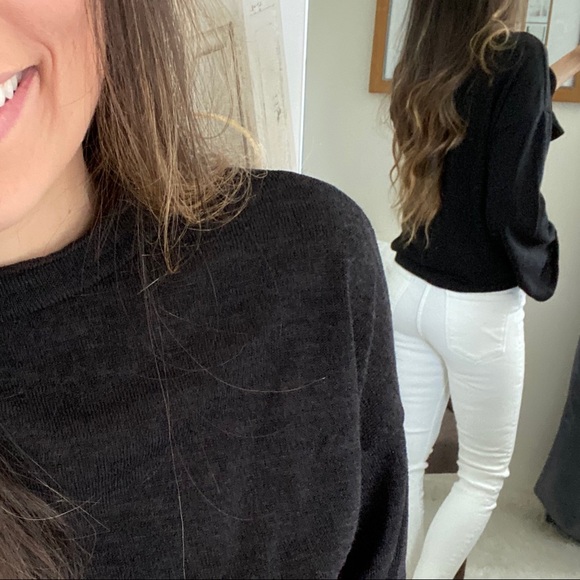 SALE! Cozy Black Mock Knit Lightweight Sweater - Picture 4 of 7